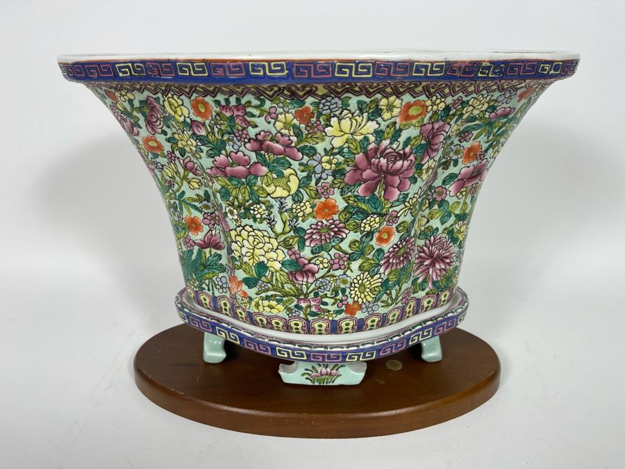 JUST ADDED - Chinese Porcelain Planter With Stand 14W X 10.5H [Photo 1]