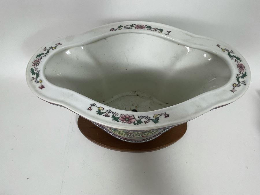 JUST ADDED - Chinese Porcelain Planter With Stand 14W X 10.5H [Photo 5]