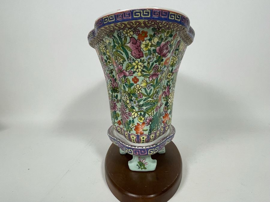 JUST ADDED - Chinese Porcelain Planter With Stand 14W X 10.5H [Photo 7]