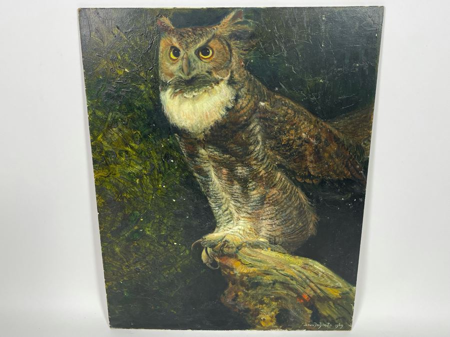 Original 1969 Louis De Donato Signed Painting On Board Of An Owl 16 X 20 [Photo 3]