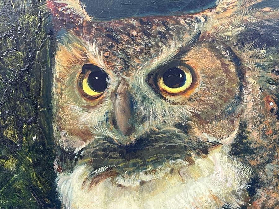 Original 1969 Louis De Donato Signed Painting On Board Of An Owl 16 X 20 [Photo 9]