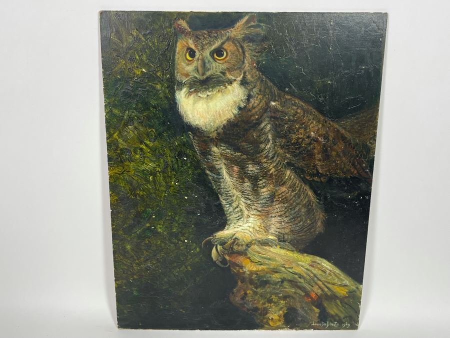 Original 1969 Louis De Donato Signed Painting On Board Of An Owl 16 X 20 [Photo 6]