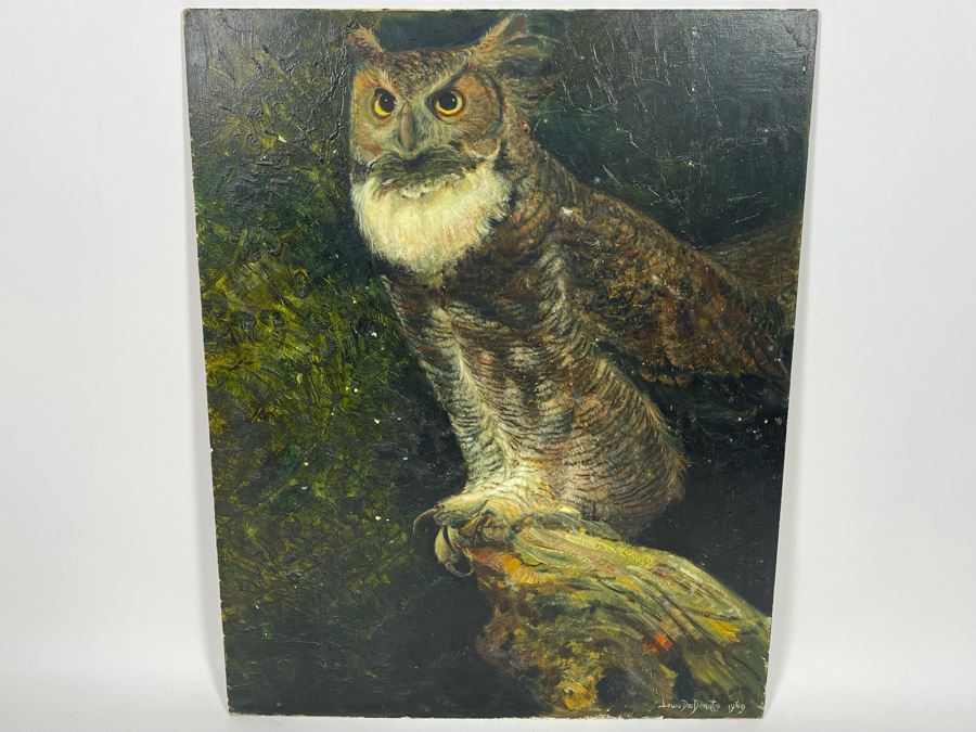 Original 1969 Louis De Donato Signed Painting On Board Of An Owl 16 X 20 [Photo 4]