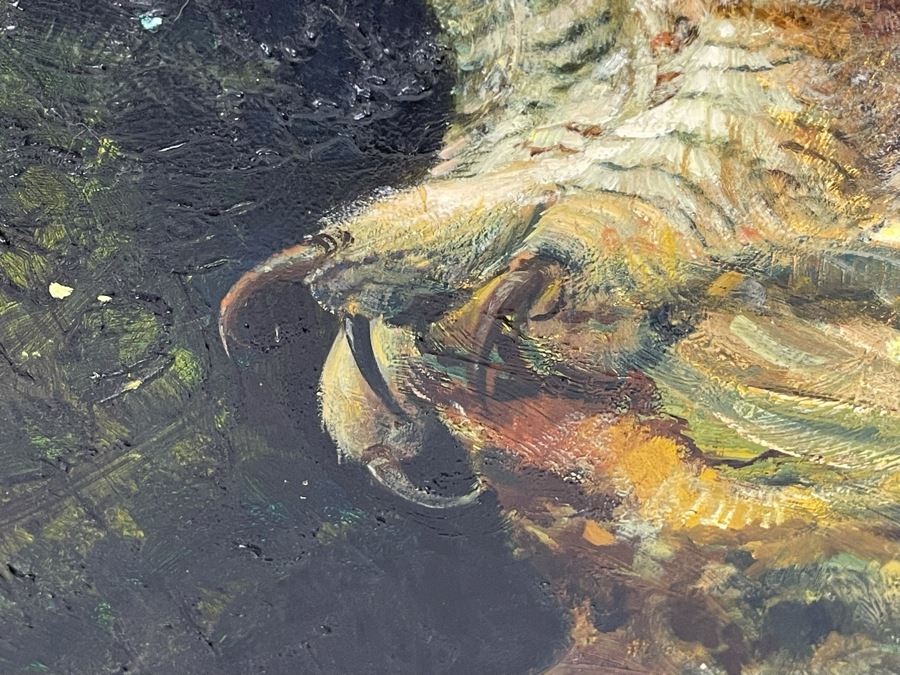 Original 1969 Louis De Donato Signed Painting On Board Of An Owl 16 X 20 [Photo 11]