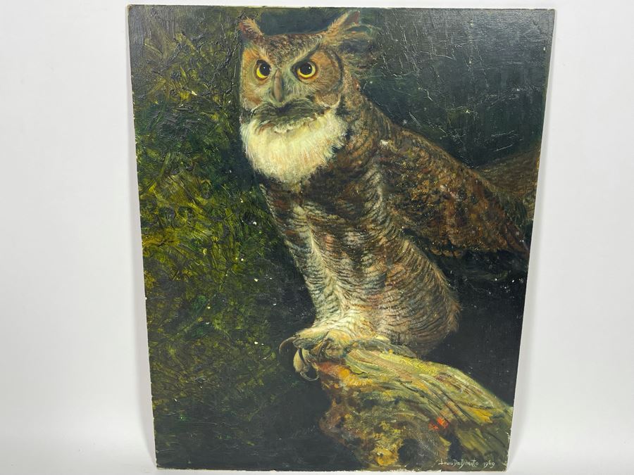 Original 1969 Louis De Donato Signed Painting On Board Of An Owl 16 X 20 [Photo 5]