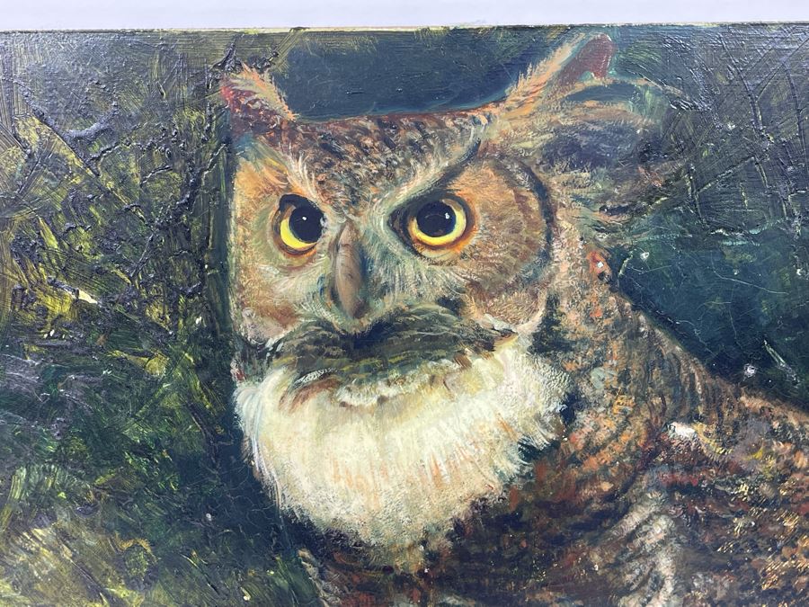 Original 1969 Louis De Donato Signed Painting On Board Of An Owl 16 X 20 [Photo 8]
