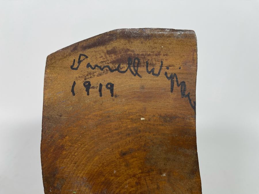 Original Antique 1919 Wood Carving Sculpture Of Deer Signed On Bottom By Artist Signature Illegible 10W X 4.5D X 9H [Photo 14]