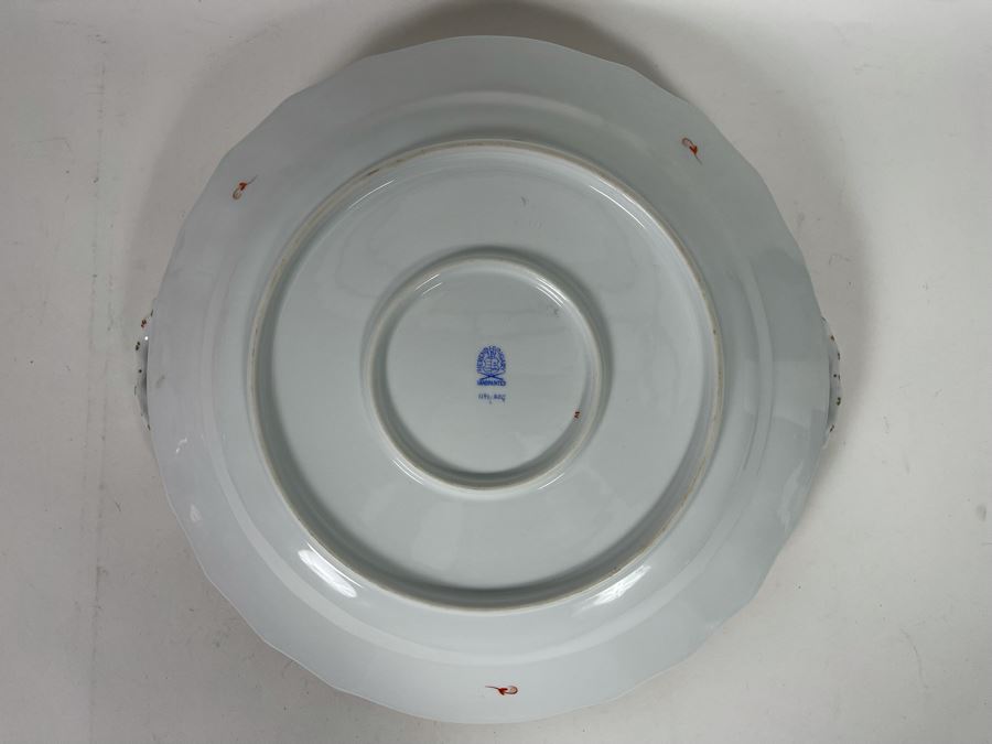 Herend Chinese Bouquet Rust Chop Plate With Handles Large Hand-Painted Made In Hungary 14R Retails $780 [Photo 9]