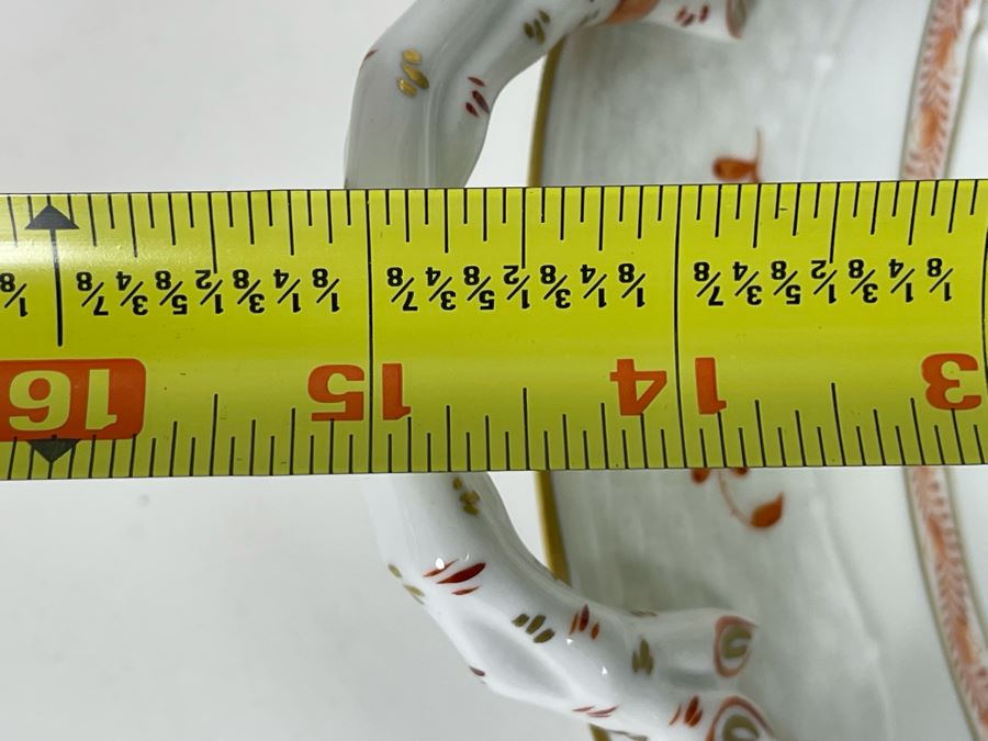 Herend Chinese Bouquet Rust Chop Plate With Handles Large Hand-Painted Made In Hungary 14R Retails $780 [Photo 11]