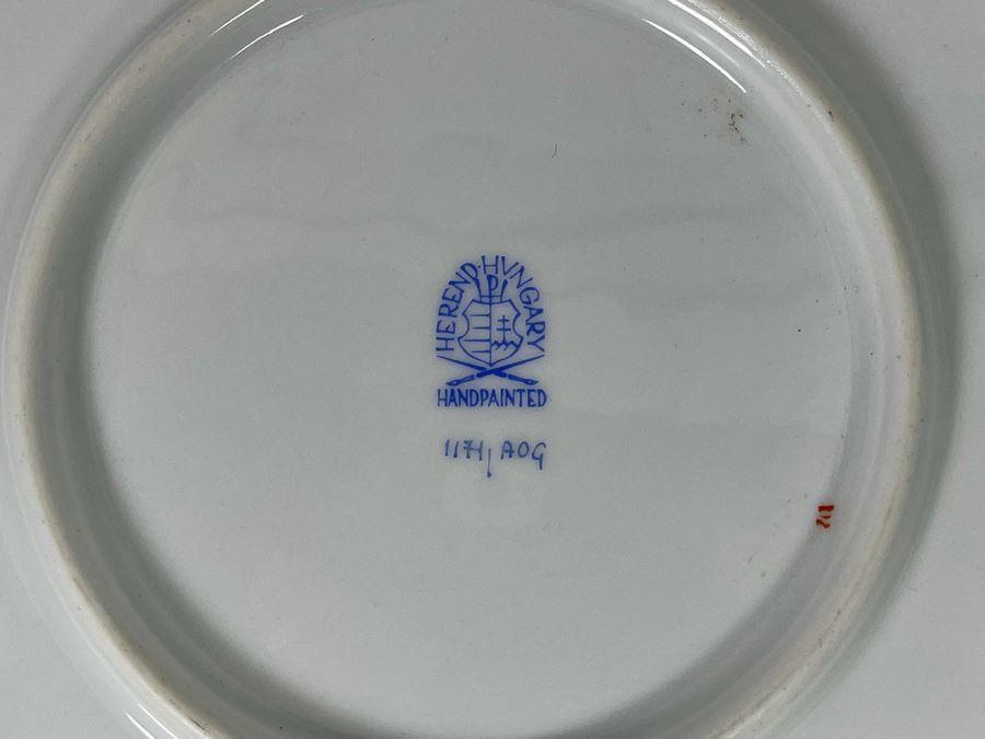 Herend Chinese Bouquet Rust Chop Plate With Handles Large Hand-Painted Made In Hungary 14R Retails $780 [Photo 10]