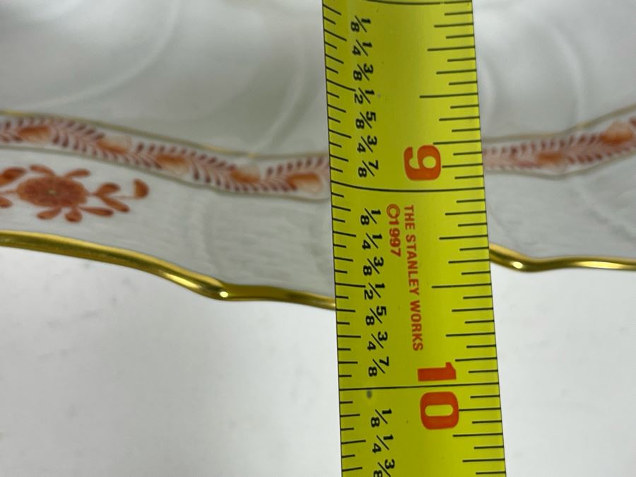 Herend Chinese Bouquet Rust Triangle Dish Hand-Painted Made In Hungary 9.5W Retails $290 [Photo 9]