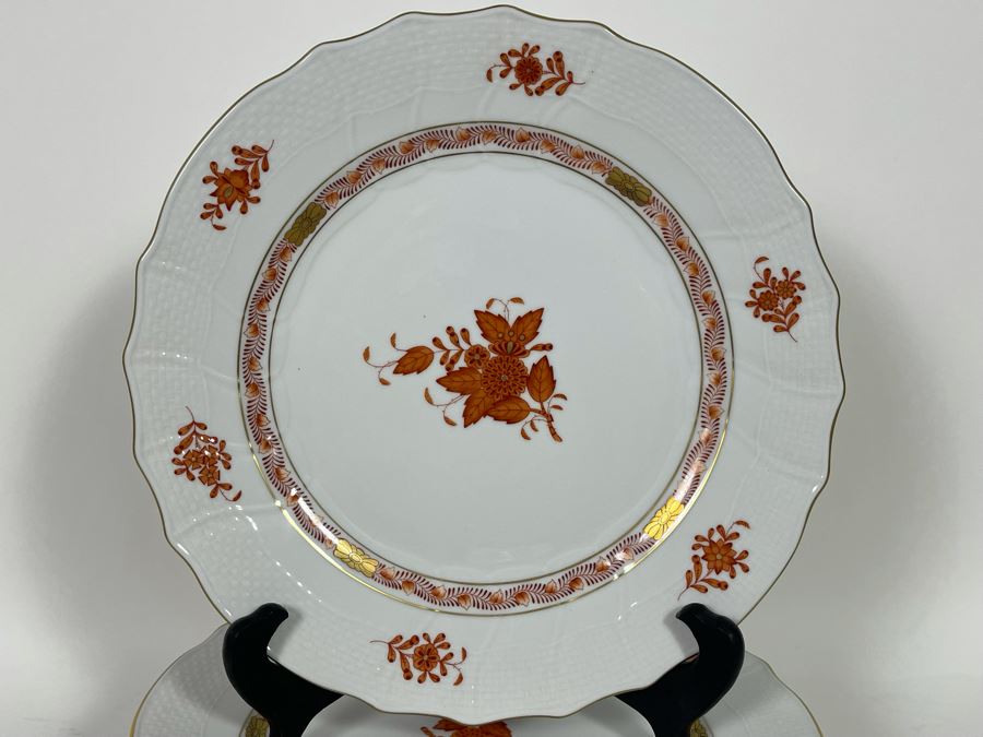 Herend Chinese Bouquet Rust Dinner Plate Hand-Painted Made In Hungary 10.5W Retails $1,200 [Photo 4]