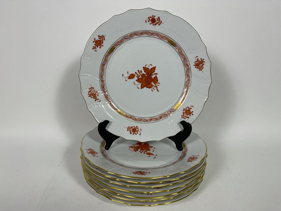 Herend Chinese Bouquet Rust Dinner Plate Hand-Painted Made In Hungary 10.5W Retails $1,200 [Photo 3]