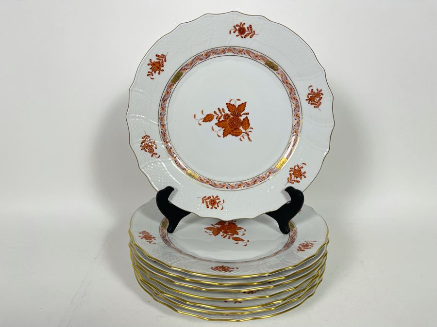 Herend Chinese Bouquet Rust Dinner Plate Hand-Painted Made In Hungary 10.5W Retails $1,200 [Photo 2]