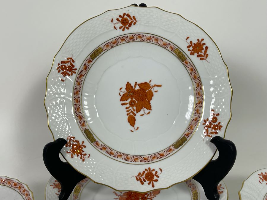 Herend Chinese Bouquet Rust (6) 7.5W Salad Plates, (8) 6W Bread & Butter Plates, (6) Dishes Hand-Painted Made In Hungary Retails $1,400 [Photo 5]