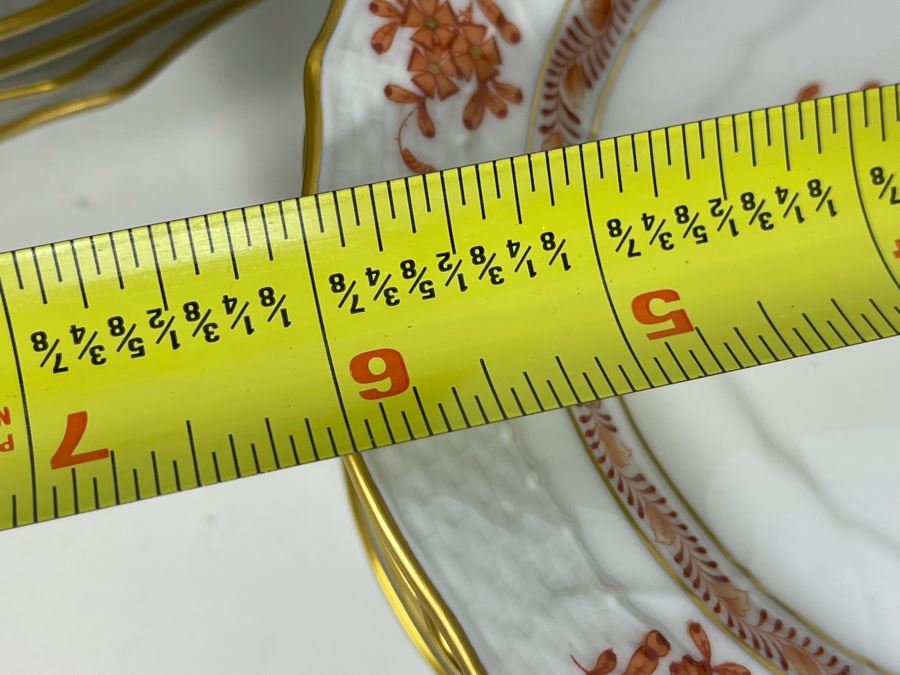 Herend Chinese Bouquet Rust (6) 7.5W Salad Plates, (8) 6W Bread & Butter Plates, (6) Dishes Hand-Painted Made In Hungary Retails $1,400 [Photo 13]