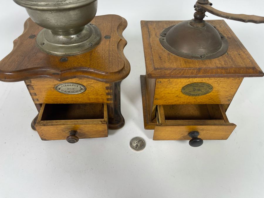 Pair Of Antique Coffee Grinders Mill [Photo 9]
