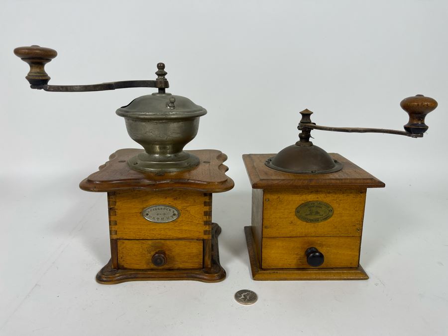 Pair Of Antique Coffee Grinders Mill [Photo 4]