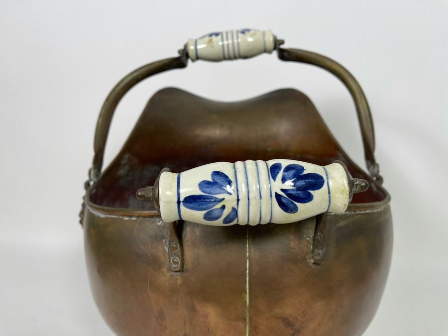 Vintage Brass Ash Scuttle Bucket 15W X 17H [Photo 8]