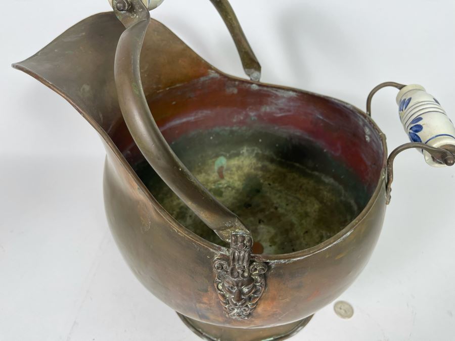 Vintage Brass Ash Scuttle Bucket 15W X 17H [Photo 6]