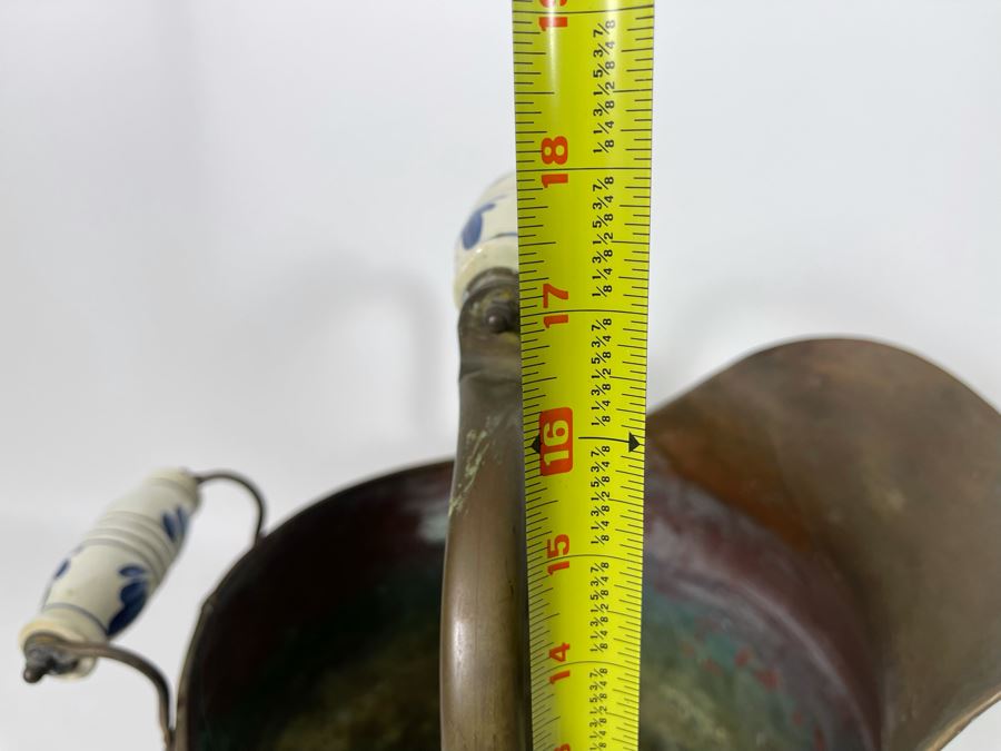 Vintage Brass Ash Scuttle Bucket 15W X 17H [Photo 12]