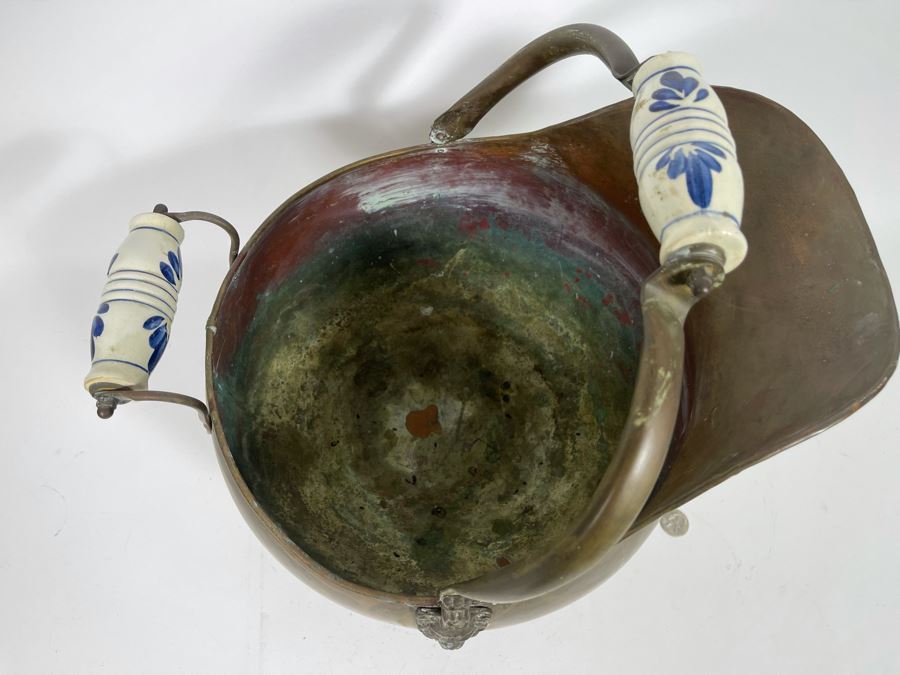 Vintage Brass Ash Scuttle Bucket 15W X 17H [Photo 10]