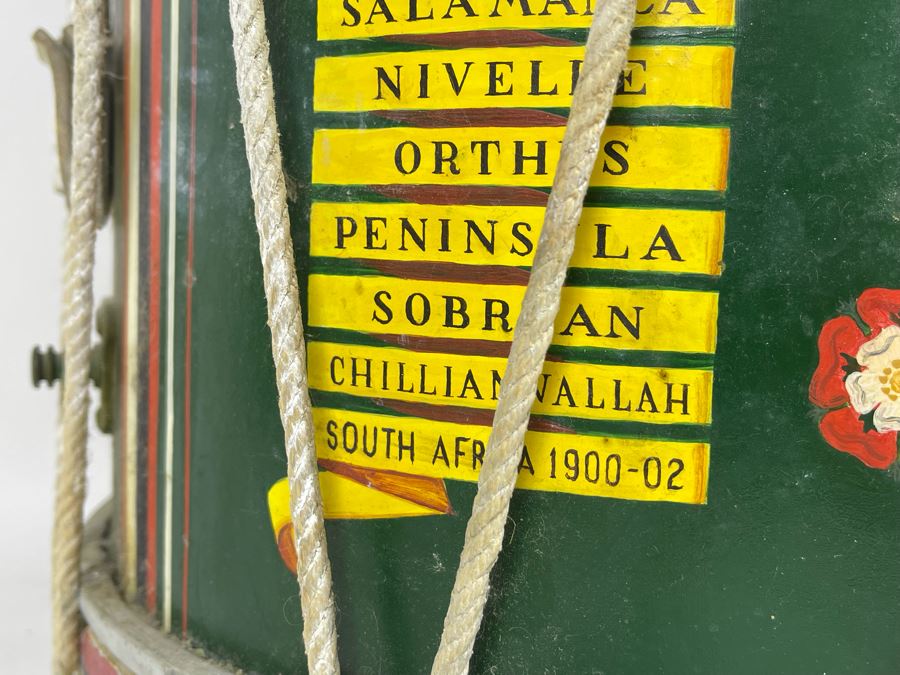 Vintage Hand-Painted British Guard The Worcestershire Regiment Marching Drum Whaley Royce & Coy 14.5R X 15H [Photo 13]