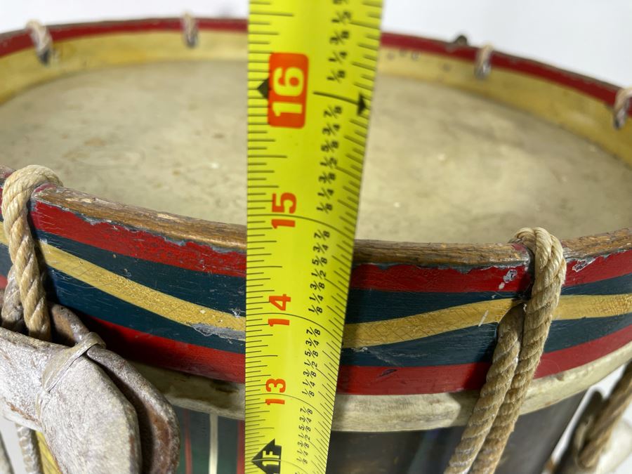 Vintage Hand-Painted British Guard The Worcestershire Regiment Marching Drum Whaley Royce & Coy 14.5R X 15H [Photo 27]