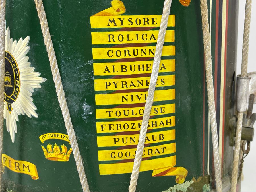 Vintage Hand-Painted British Guard The Worcestershire Regiment Marching Drum Whaley Royce & Coy 14.5R X 15H [Photo 14]