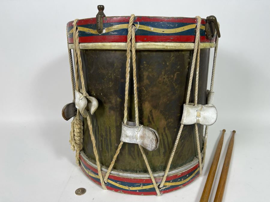 Vintage Hand-Painted British Guard The Worcestershire Regiment Marching Drum Whaley Royce & Coy 14.5R X 15H [Photo 18]