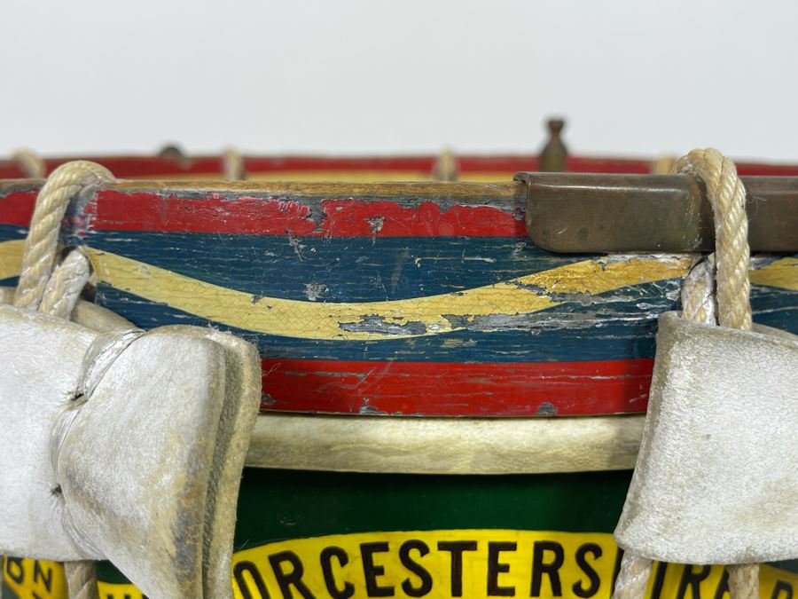 Vintage Hand-Painted British Guard The Worcestershire Regiment Marching Drum Whaley Royce & Coy 14.5R X 15H [Photo 15]