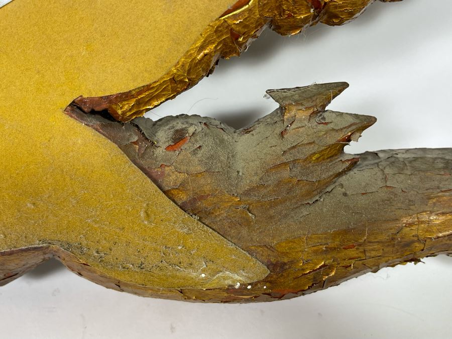 Antique Hand Carved Wooden Gilt American Eagle Wall Plaque “United We Stand” 33.5W X 12H [Photo 15]