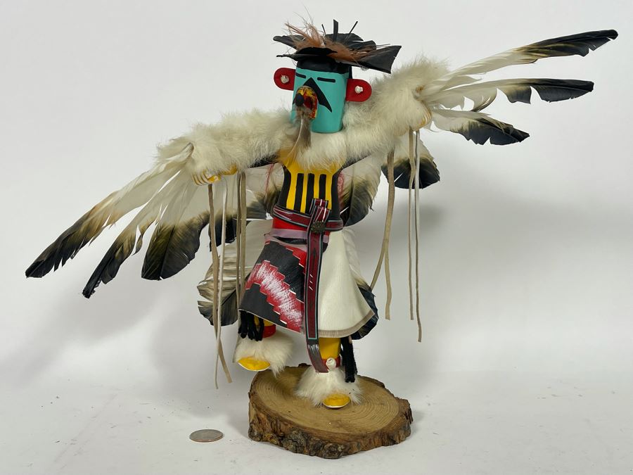 Native American Eagle Dance Kachina Doll Signed 12H [Photo 3]