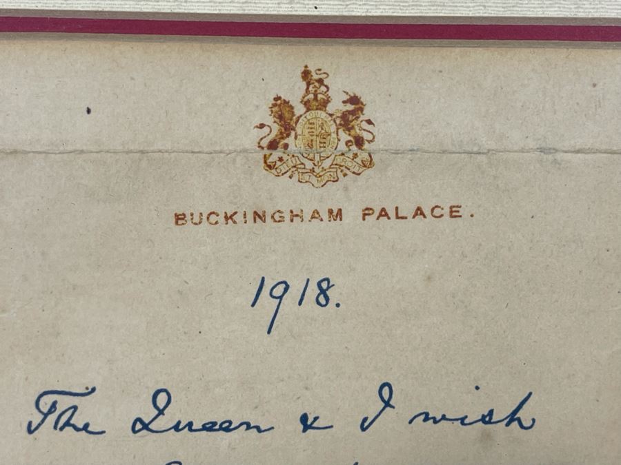 Handwritten Hand-Signed Letter From King George V Dated 1918 On ...