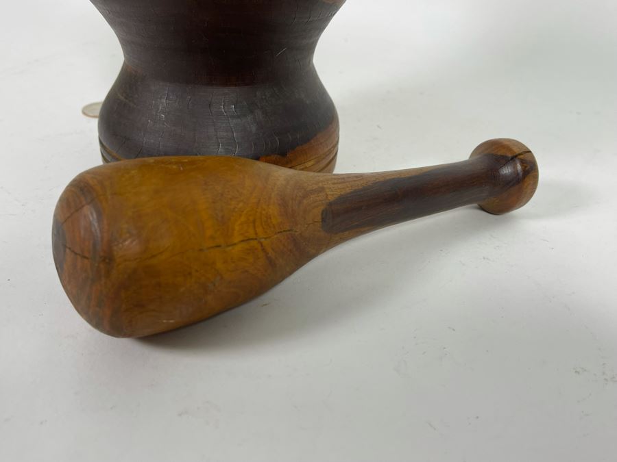 Vintage Wooden Pharmacist Mortar And Pestle 6W X 7.5H [Photo 7]