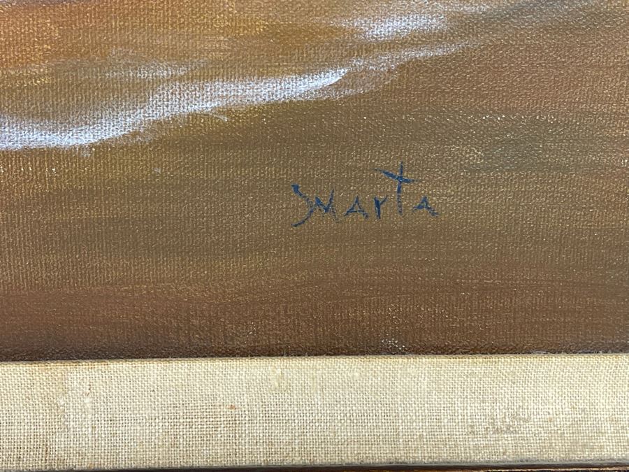 Original Ocean Waves Marine Painting Signed Marta 44 X 32 [Photo 8]