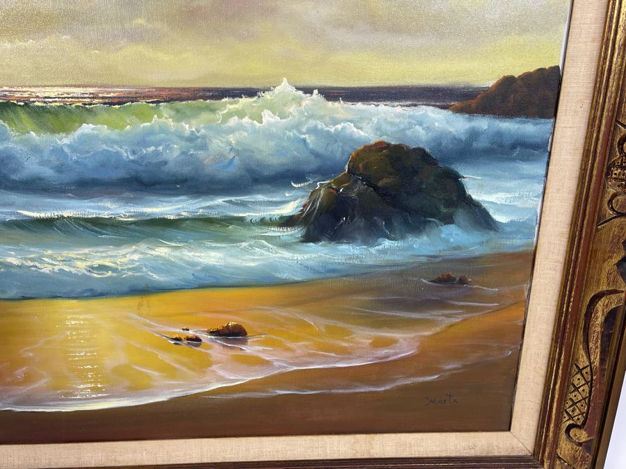 Original Ocean Waves Marine Painting Signed Marta 44 X 32 [Photo 6]