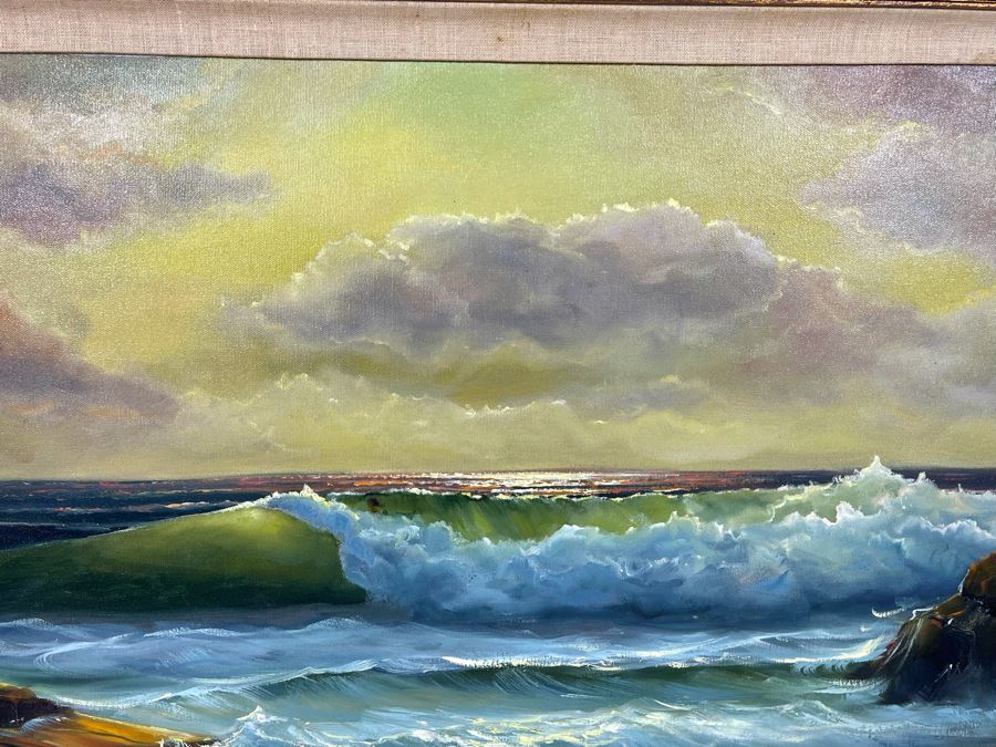 Original Ocean Waves Marine Painting Signed Marta 44 X 32 [Photo 5]
