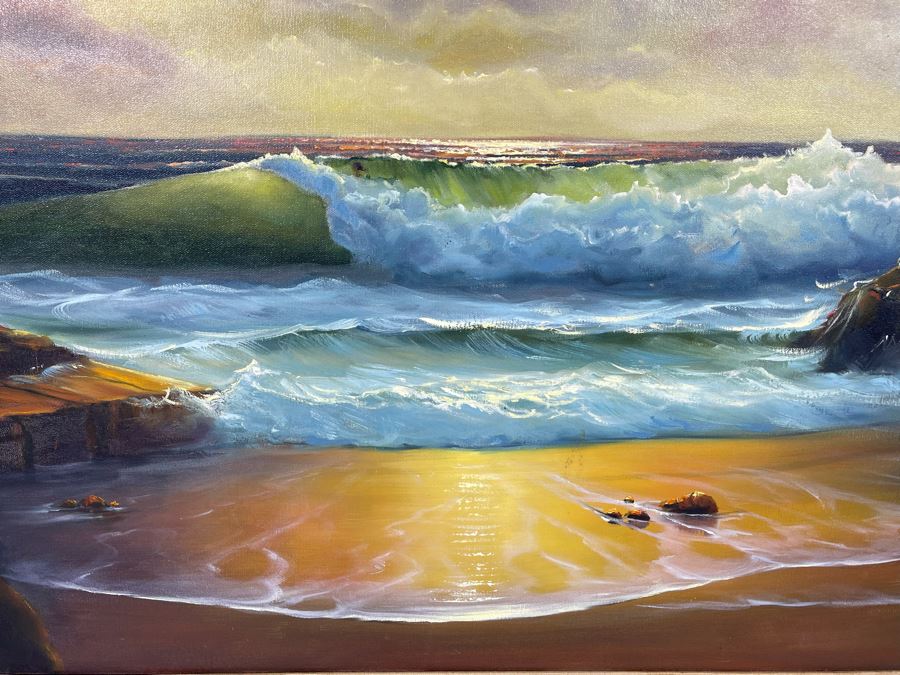 Original Ocean Waves Marine Painting Signed Marta 44 X 32 [Photo 4]