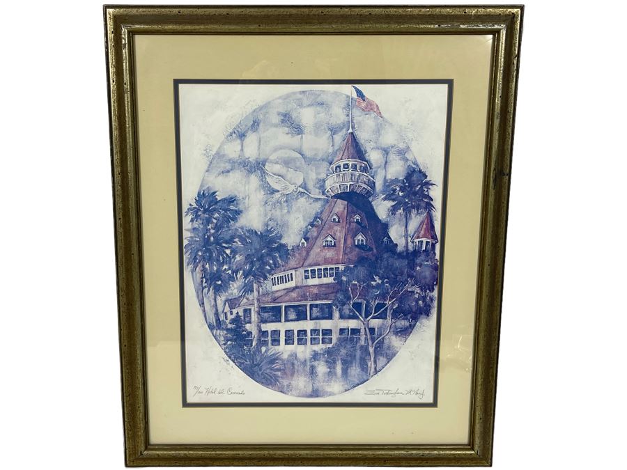 Hand-Signed Limited Edition Print Titled “Hotel Del Coronado - Boat House” By Sue Tushingham McNary 1977 15.5 X 20