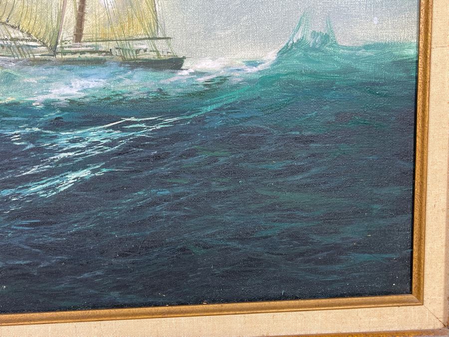 Original Nautical Sailing Ship Painting Unsigned 36 X 24 [Photo 9]