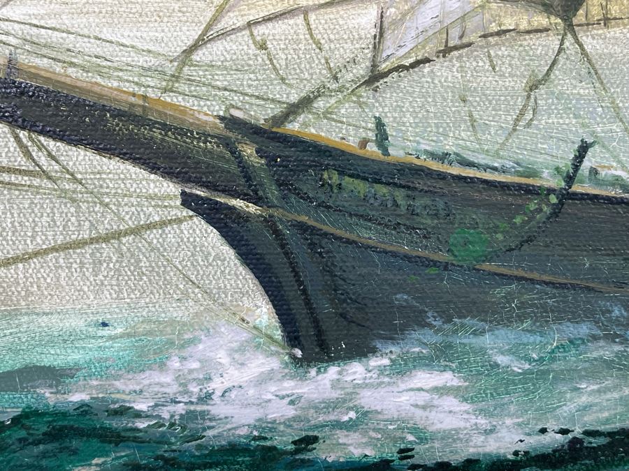 Original Nautical Sailing Ship Painting Unsigned 36 X 24 [Photo 11]