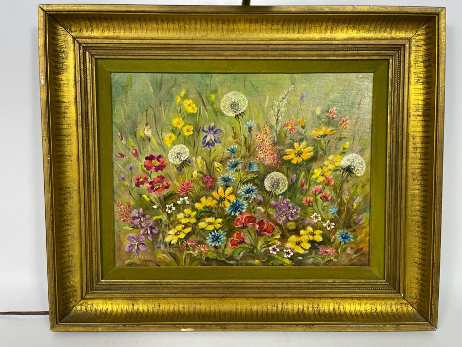 Original Still Life Floral Painting In Gold Frame With Light 16 X 12 [Photo 2]