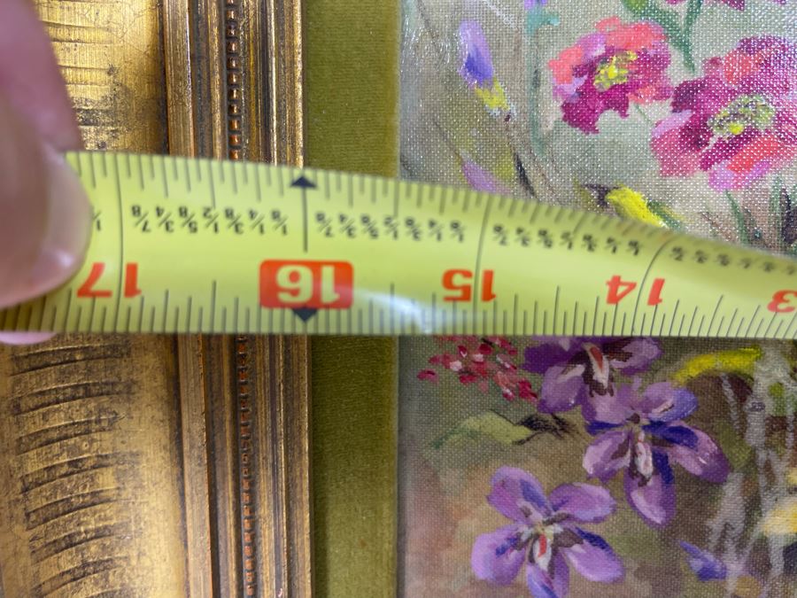 Original Still Life Floral Painting In Gold Frame With Light 16 X 12 [Photo 15]