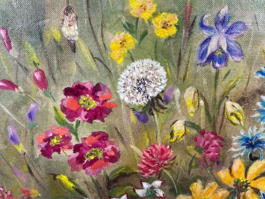 Original Still Life Floral Painting In Gold Frame With Light 16 X 12 [Photo 5]