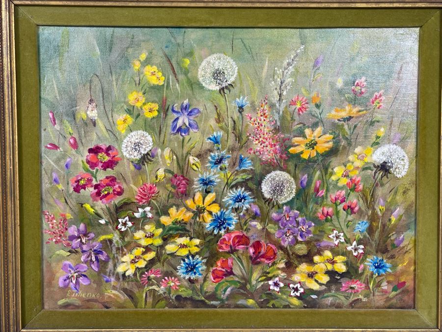 Original Still Life Floral Painting In Gold Frame With Light 16 X 12 [Photo 3]