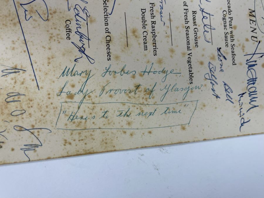 Signed Luncheon Menu From 1979 Visit Of Her Royal Highness The Princess Margaret And Photo Of Princess Margaret With Bill Mitchell [Photo 19]