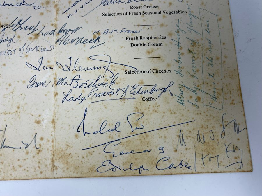 Signed Luncheon Menu From 1979 Visit Of Her Royal Highness The Princess Margaret And Photo Of Princess Margaret With Bill Mitchell [Photo 15]