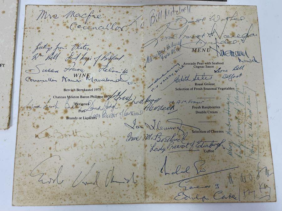 Signed Luncheon Menu From 1979 Visit Of Her Royal Highness The Princess Margaret And Photo Of Princess Margaret With Bill Mitchell [Photo 10]