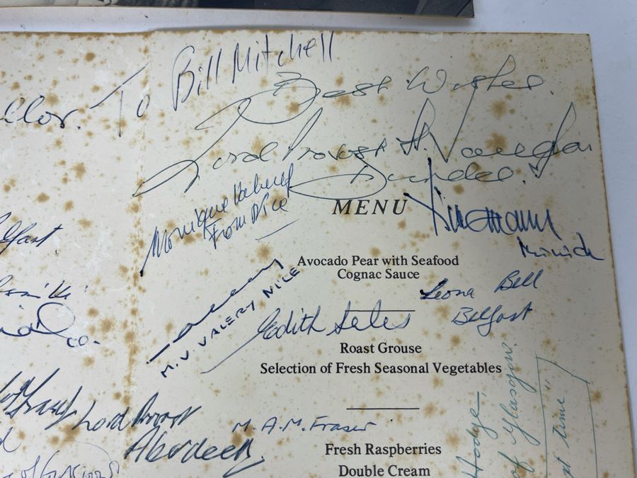 Signed Luncheon Menu From 1979 Visit Of Her Royal Highness The Princess Margaret And Photo Of Princess Margaret With Bill Mitchell [Photo 17]